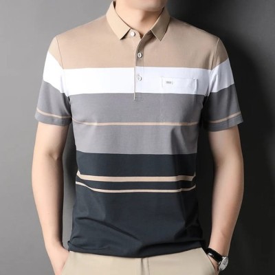 Mens China pocket Polo T-Shirt --biscuit step