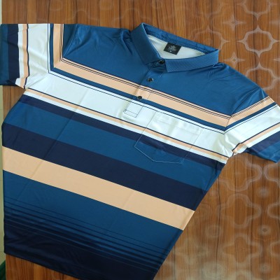 Mens China pocket Polo T-Shirt--blue