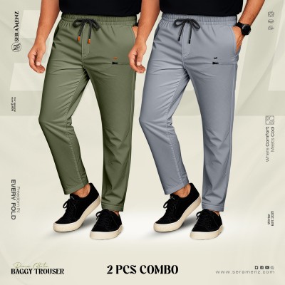 Premium UP Baggy Trouser (2 pcs combo)~ olive , skyash