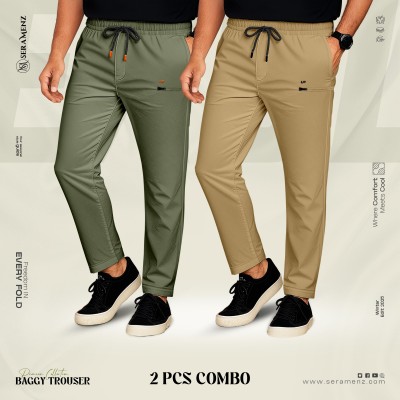 Premium UP Baggy Trouser (2 pcs combo)~biscuit , olive