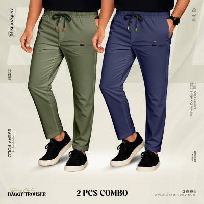 Premium UP Baggy Trouser (2 pcs combo)~olive ,nevy-blue