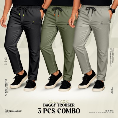 Premium UP Baggy Trouser (3 pcs combo)~black ,olive , ash