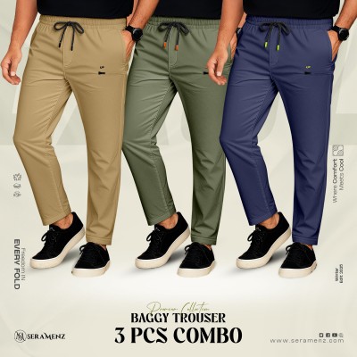 Premium UP Baggy Trouser (3 pcs combo)~biscuit ,olive , nevy-blue