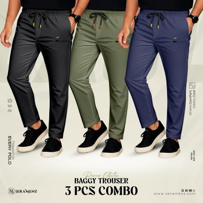 Premium UP Baggy Trouser (3 pcs combo)~blue ,olive ,black,