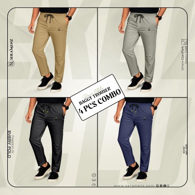 Premium UP Baggy Trouser (4 pcs combo)~biscuit ,blue ,black, ash