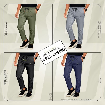 Premium UP Baggy Trouser (4 pcs combo)~olive ,blue ,black, skyash