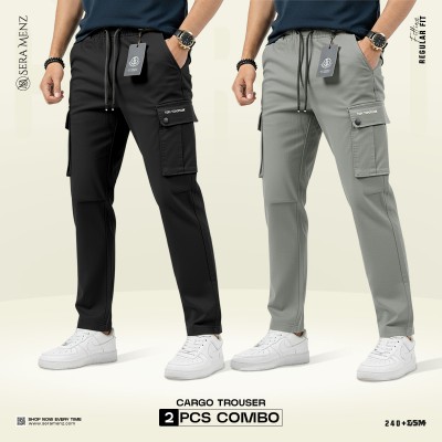 Mens Premium Cargo Trouser -( 2 pcs combo) ~ashe , black