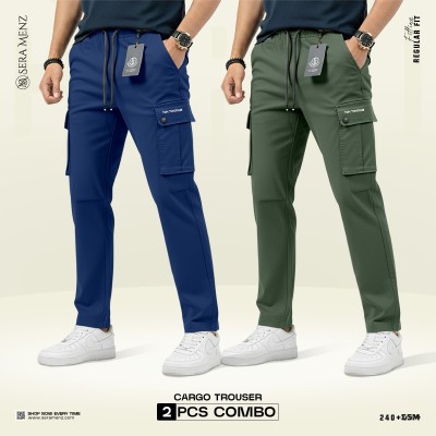 Mens Premium Cargo Trouser -( 2 pcs combo) ~navy-blue, olive