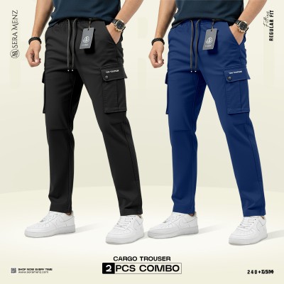 Mens Premium Cargo Trouser -( 2 pcs combo) ~navy-blue, black