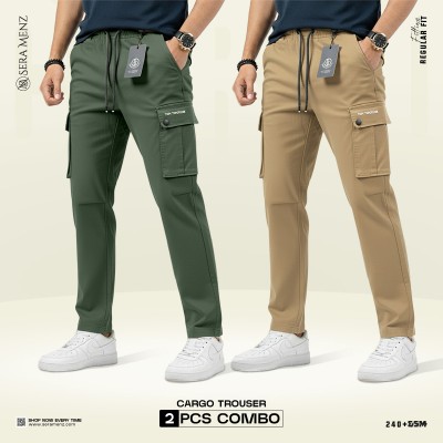Mens Premium Cargo Trouser -( 2 pcs combo) ~olive , biscuit