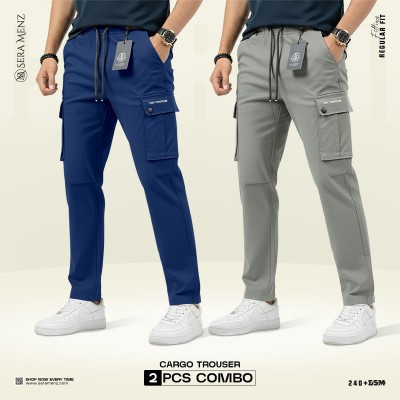 Mens Premium Cargo Trouser -(2 pcs combo) ~nevy-blue, ash