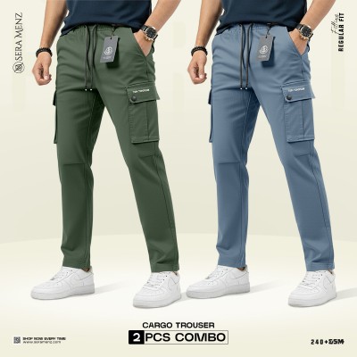 Mens Premium Cargo Trouser -(2 pcs combo) ~olive, ashblue