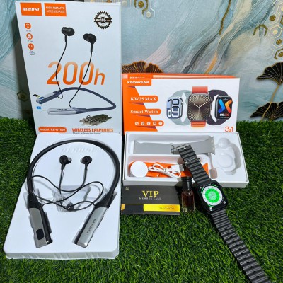KEQIWEAR KW25 MAX Smart Watch (Free Neckband Wireless Earphone 200h Battery & Vampire Blood Perfume)--- BEST COMBO