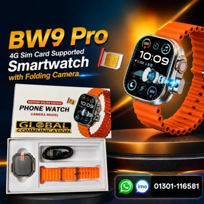 BW9 Pro Online Edition Phone Watch 4G Sim Card Supported – Smartwatch with Folding Camera