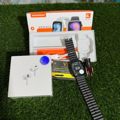 KEQIWEAR KW 90 MAX Smart Watch + Airpods 2pro white colour--- BEST OFFER
