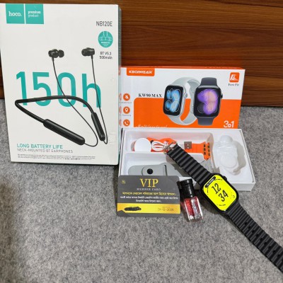 KEQIWEAR KW90 MAX Smart Watch (Free Neckband Wireless Earphone 150h Battery & Vampire Blood Perfume)--- BEST COMBO