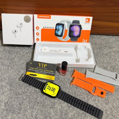 KEQIWEAR KW 90 MAX Smart Watch + Airpods 2pro white colour--- BEST OFFER